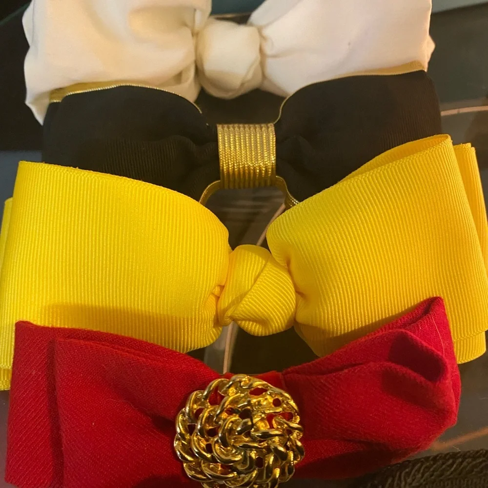 Talbots Hair Accessory Bundle 5pc Bows Clips Barrettes Red Black Gold White